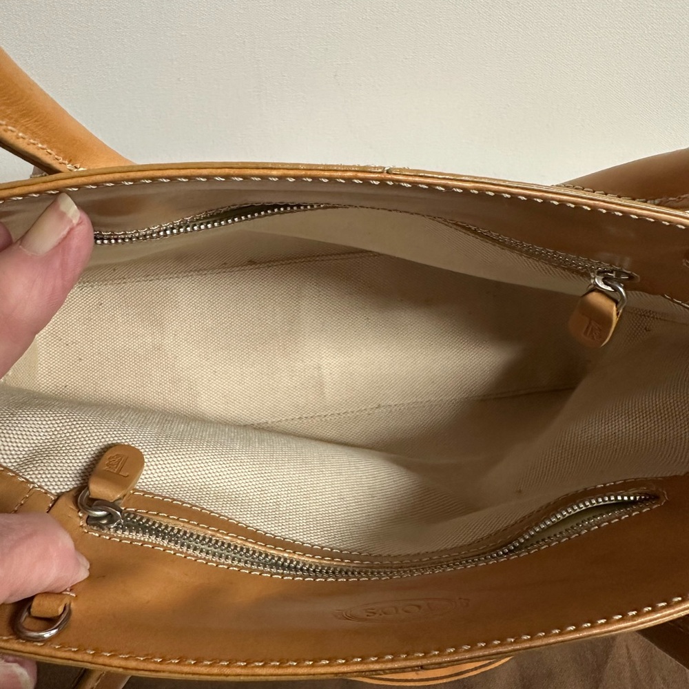 Tod's Cognac Leather Tote with Top Handles - Picture 6 of 11